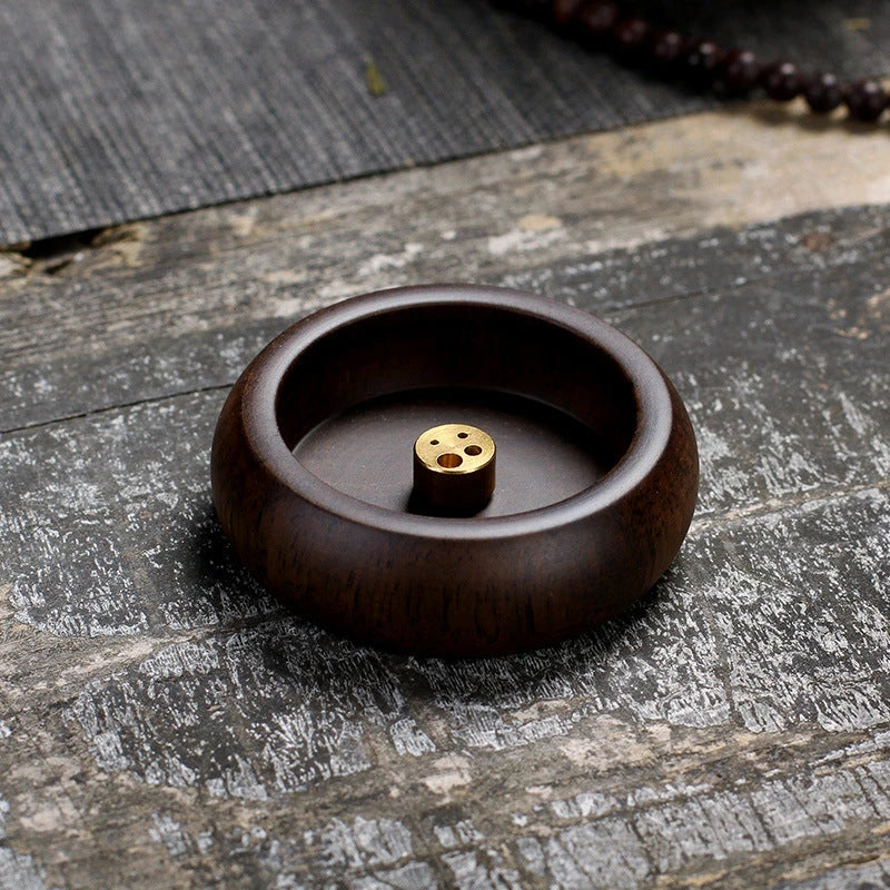 Elegant black sandalwood incense holder with multiple caliber burners for different sized incense sticks