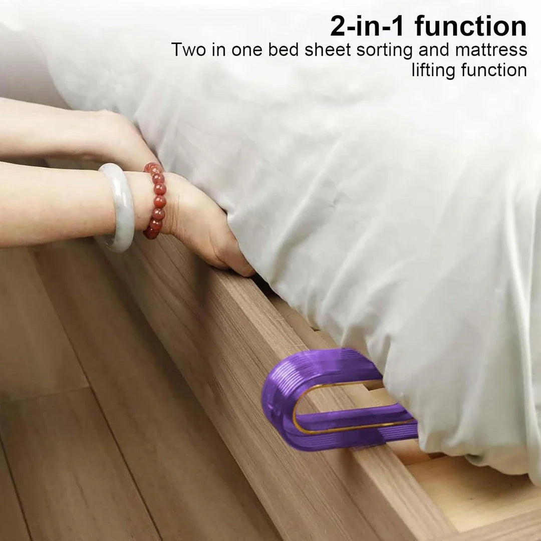 Ergonomic mattress lifting tool with 30-degree angled design and rounded handle for easy, comfortable mattress adjustment