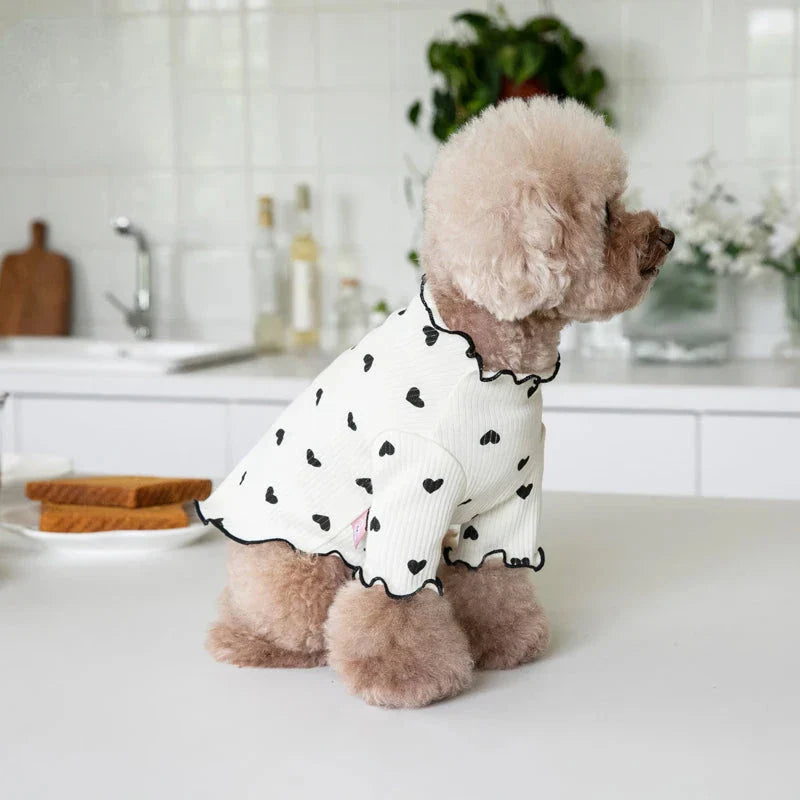 Cosy embroidered bear waffle vest for pets in a variety of sizes and the colour pink