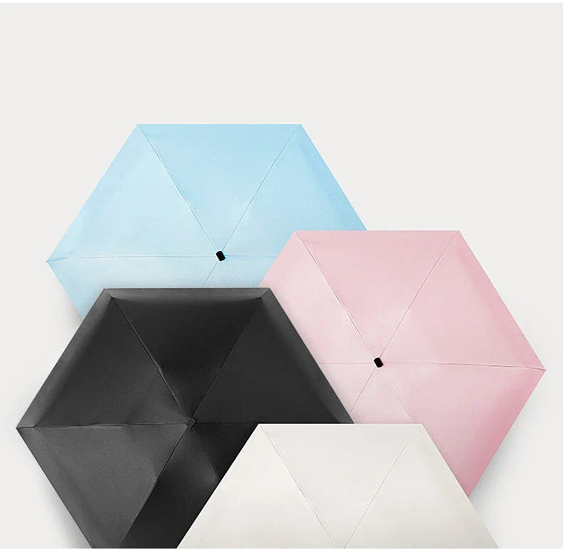 Compact, five-fold Pocket Mini Umbrella with glass-fiber frame and UPF50+ sun protection fabric