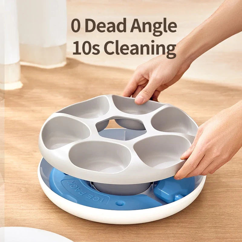 Automatic 6-Meal Pet Feeder for Cats - Dispenses Wet and Dry Food with Customizable Meal Times and Portion Control