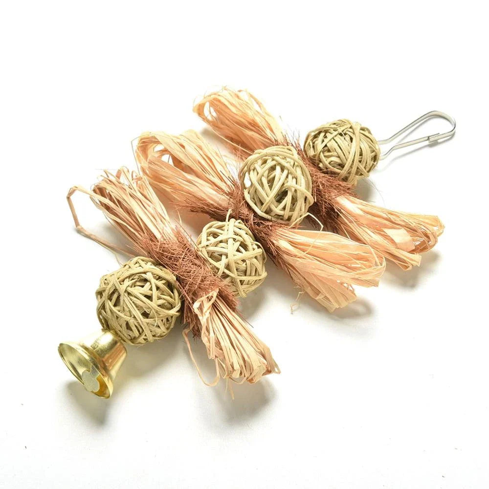 Premium bird chewing toys made of durable Lafite grass, providing enrichment and promoting healthy beaks for pet birds.