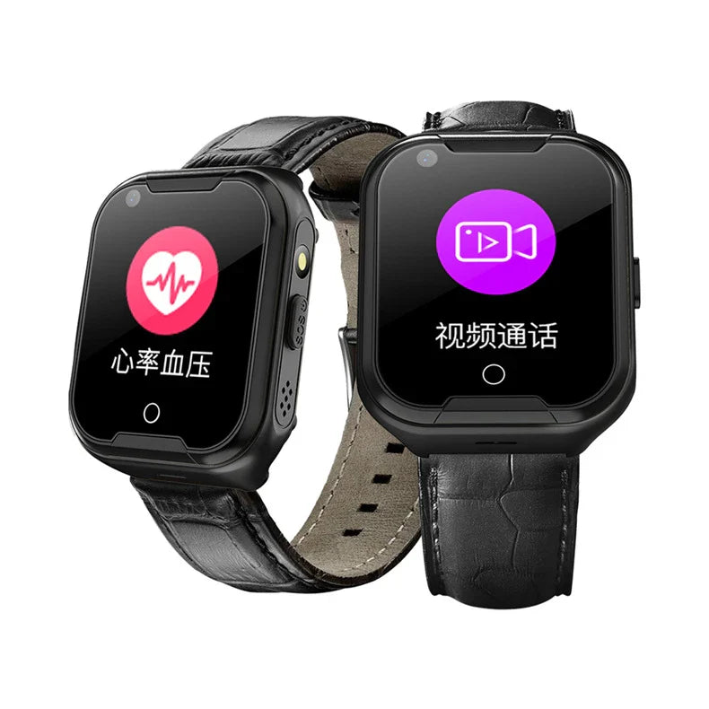 Premium elderly smart watch with blood pressure monitoring and fall detection features