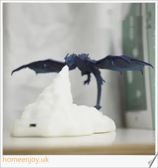 Enchanting 3D-printed fire-breathing dragon lamp with glowing LED lights, creating a magical ambiance in the home