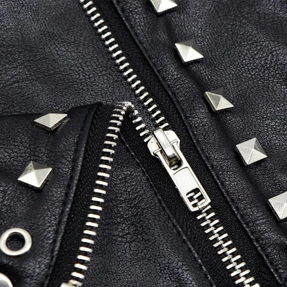 A black leather jacket designed for cats, featuring a sleek and stylish look to elevate your feline's fashion sense.