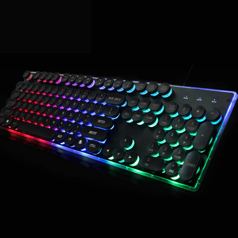 Brilliantly illuminated wired keyboard and mouse set with crystal-clear backlighting and sleek, sophisticated design