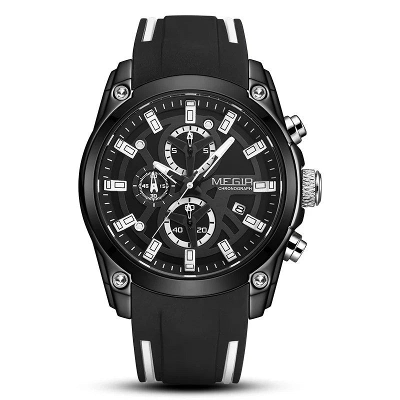 Trendha Multipurpose Sports Silicone Watch with Black Steel Case, Blue Ribbon, Durable Silicone Strap, and Precise Quartz Movement