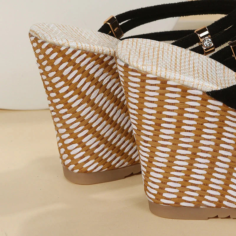 Elegant and Comfortable Summer Platform Wedge Sandals with Peep Toe and Adjustable Ankle Strap