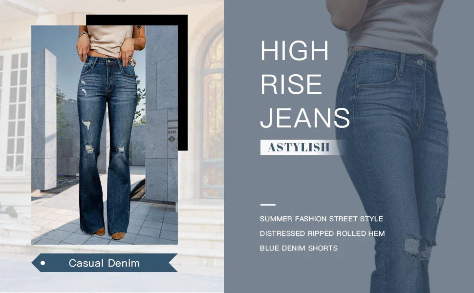 Premium high-waisted wide-leg denim trousers in a chic, versatile design