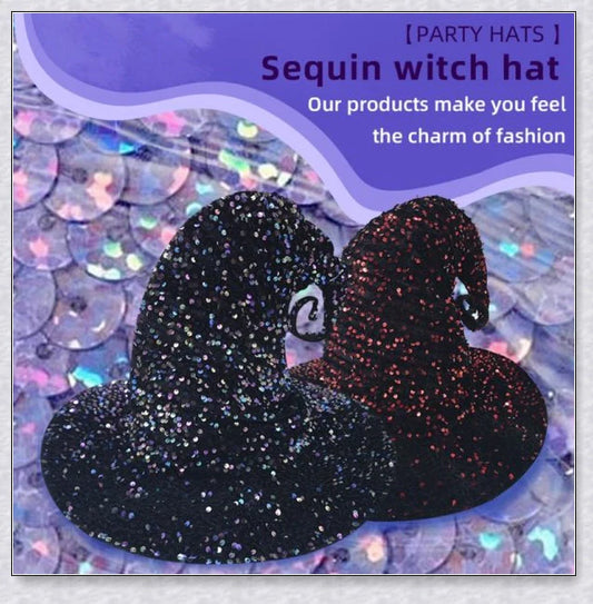 Starrywitch Sequin Witch Hat with sparkling sequins for a bewitching, enchanting Halloween costume accessory