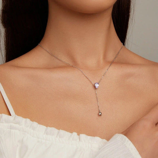 Platinum-plated water drop zircon flower smart pendant with adjustable chain length and delicate design