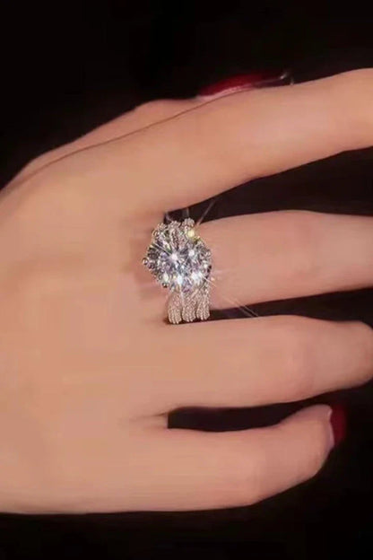 Enchanting 3 carat moissanite three-layer ring in 925 sterling silver with shimmering zircon accent stones