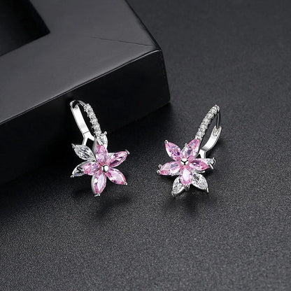 Elegant snowflake zircon earrings with a multicolour charm, crafted with premium copper for long-lasting wear and style.