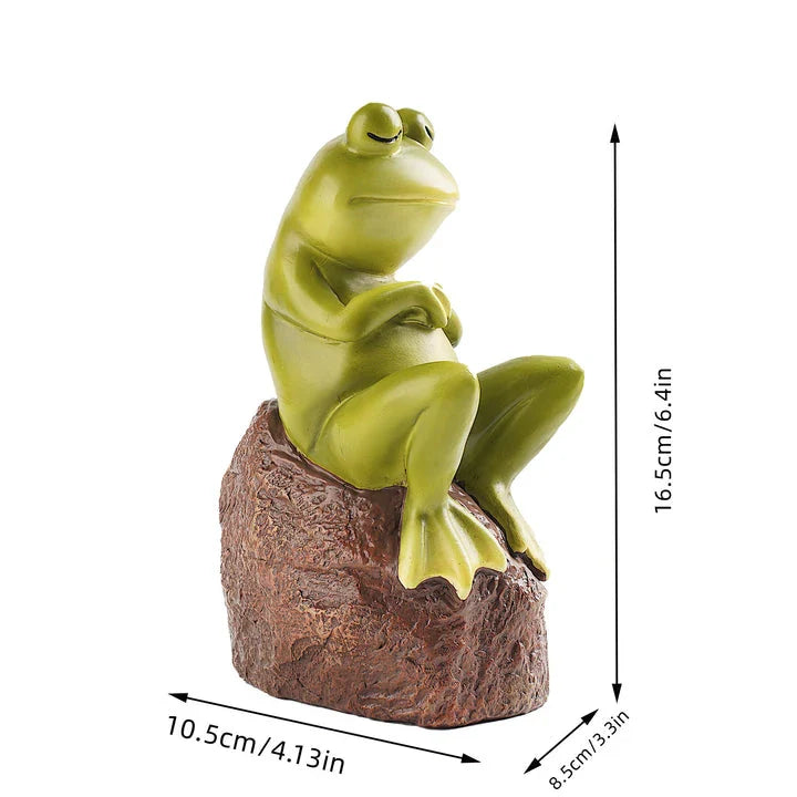 Charming resin figurine of a thoughtful, contemplative frog in a realistic pose, perfect for home or garden decor