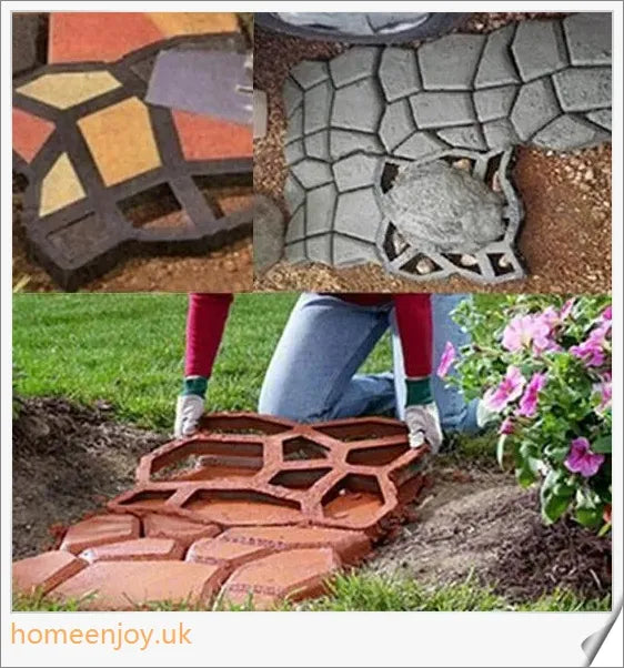 Durable, reusable plastic DIY paving mould for creating customized garden paths and patios