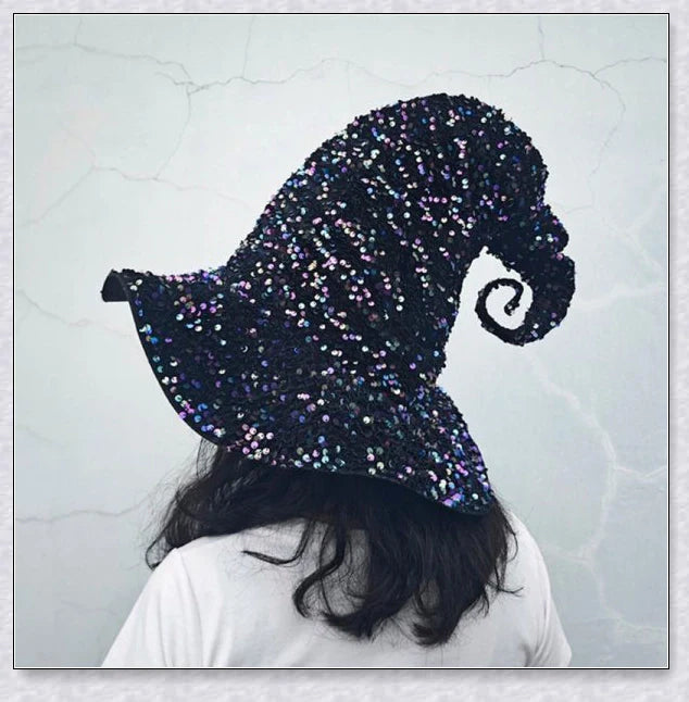 Starrywitch Sequin Witch Hat with sparkling sequins for a bewitching, enchanting Halloween costume accessory