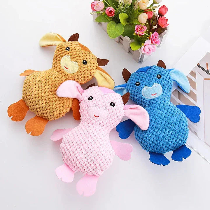 Plush Squeaky Dog Toy in Pink with Adorable Animal Design for Playful Pups