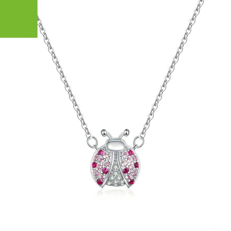 Delicate 925 sterling silver necklace featuring a charming ladybug design, with an adjustable 45cm chain for a customised fit.