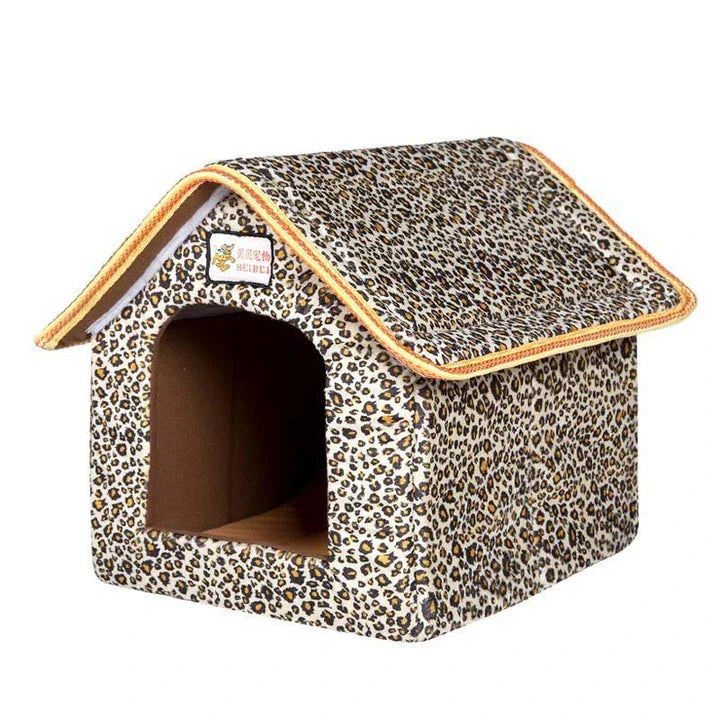 Cosy folding pet house with soft bedding in multiple sizes, crafted with premium cotton and nylon materials for ultimate comfort and relaxation.