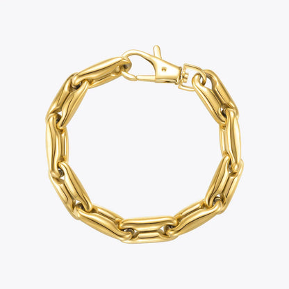 18-Carat Gold-Plated Chunky Chain Bracelet with Robust Titanium Steel Construction