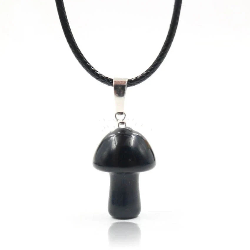 Elegant crystal mushroom pendant necklace with adjustable chain and sparkling natural gemstones