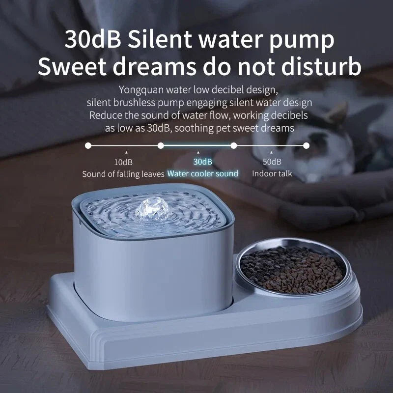 Automatic Cat Water Fountain & Feeder - 3L Dual-Function Pet Hydration Station for Feline Hydration and Feeding