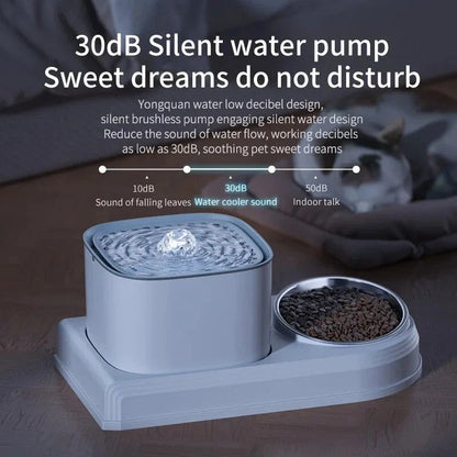 Automatic Cat Water Fountain & Feeder - 3L Dual-Function Pet Hydration Station for Feline Hydration and Feeding