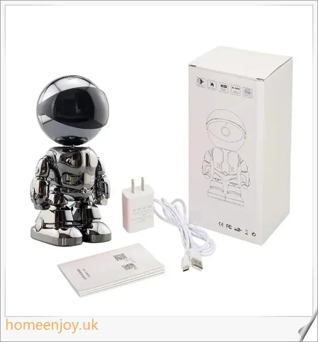 Advanced 360-degree panoramic security camera with motion tracking, voice control, and stylish design