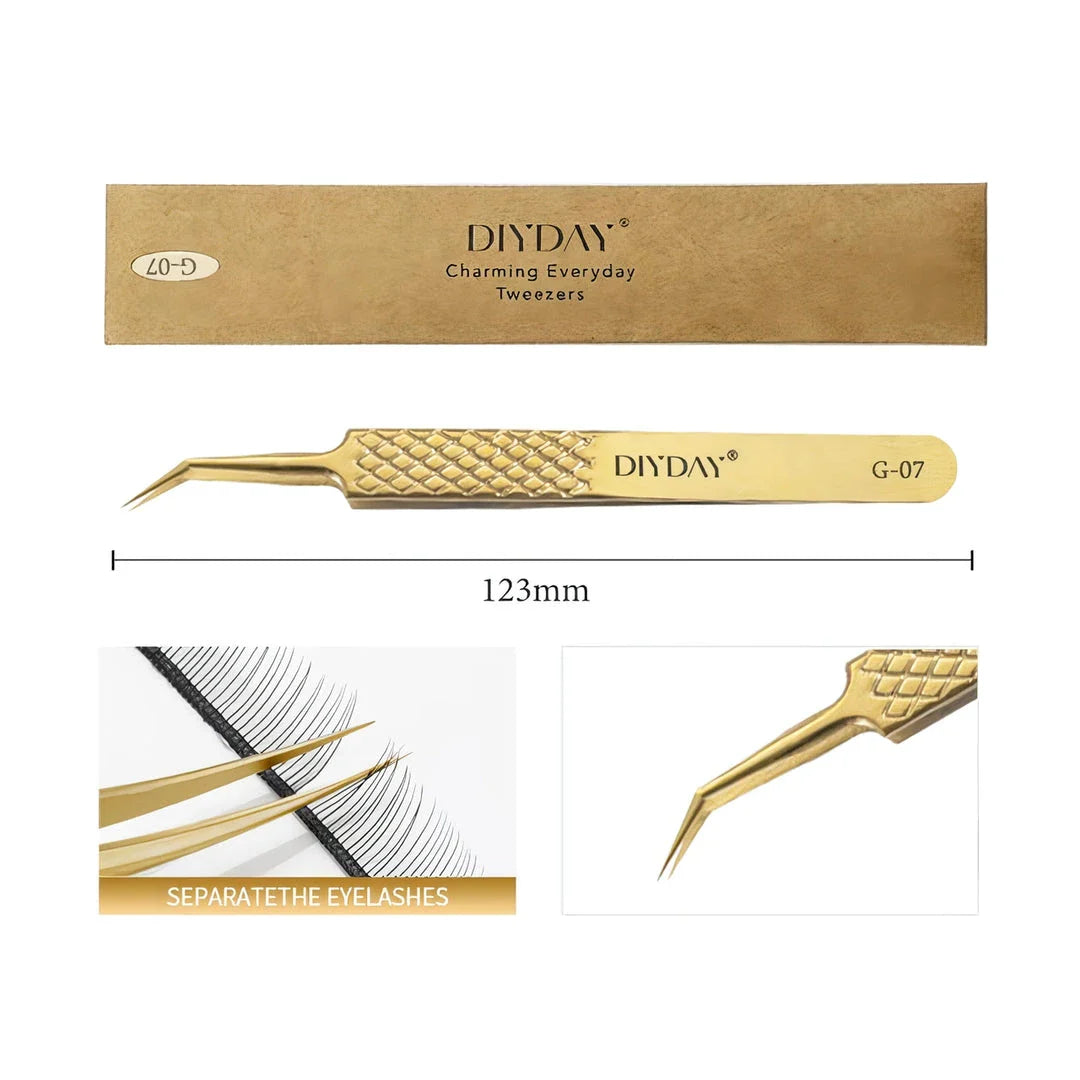 Premium precision anti-slip eyelash extension tweezers made with durable stainless steel for flawless lash application
