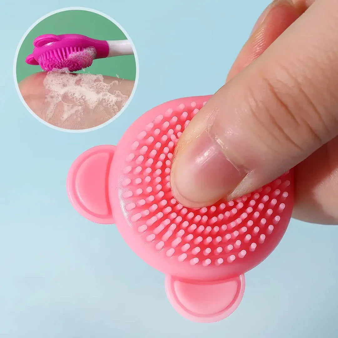 Luxurious silicone bear-shaped face mask applicator brush in various colours for effortless, even skincare product application