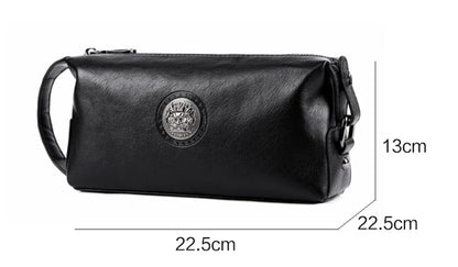 Premium leather clutch bag in a stylish business-casual design with a spacious interior and waterproof construction, perfect for discerning gentlemen on the go.