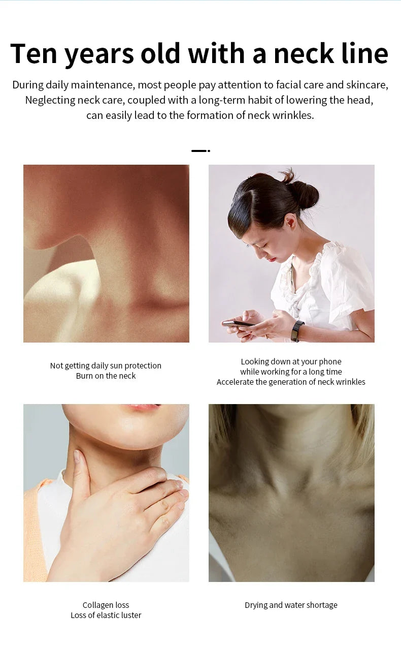 Neck and Face Beauty Device with Colorful LED Photon Therapy for Skin Tightening, Wrinkle Reduction and Double Chin Removal