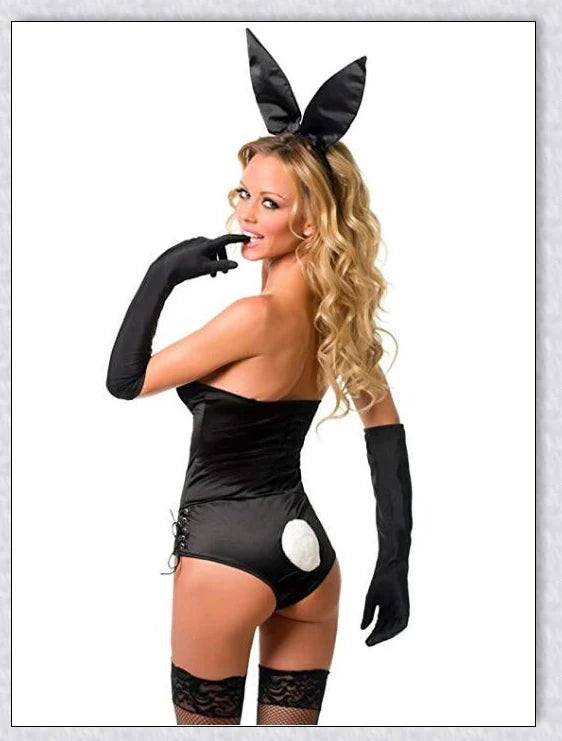 Elegant velvet bunny costume with a captivating design, perfect for Halloween, roleplay, and costume parties