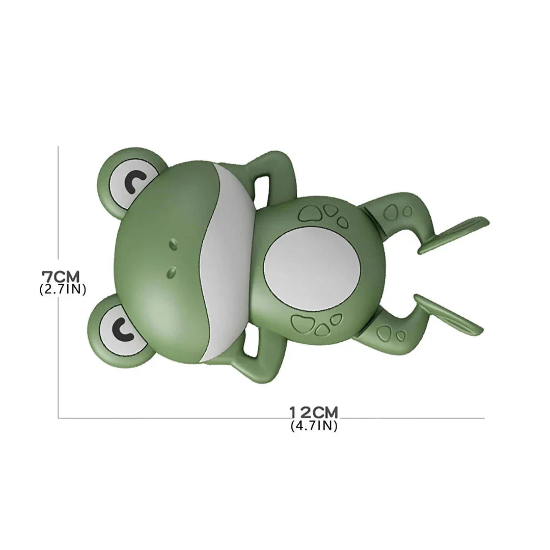 Delightful Clockwork Baby Bath Toy - Cute Frog Design, featuring a pink frog toy with a clockwork mechanism for swimming action