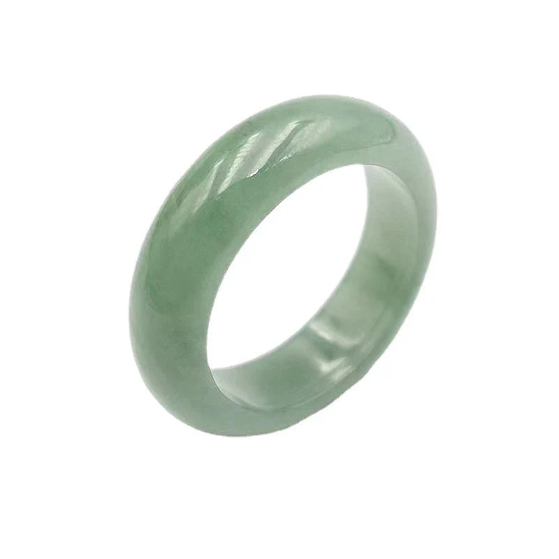 Elegant and minimalist natural jade ring with a smooth, waxy texture and a range of inner diameters for a comfortable fit