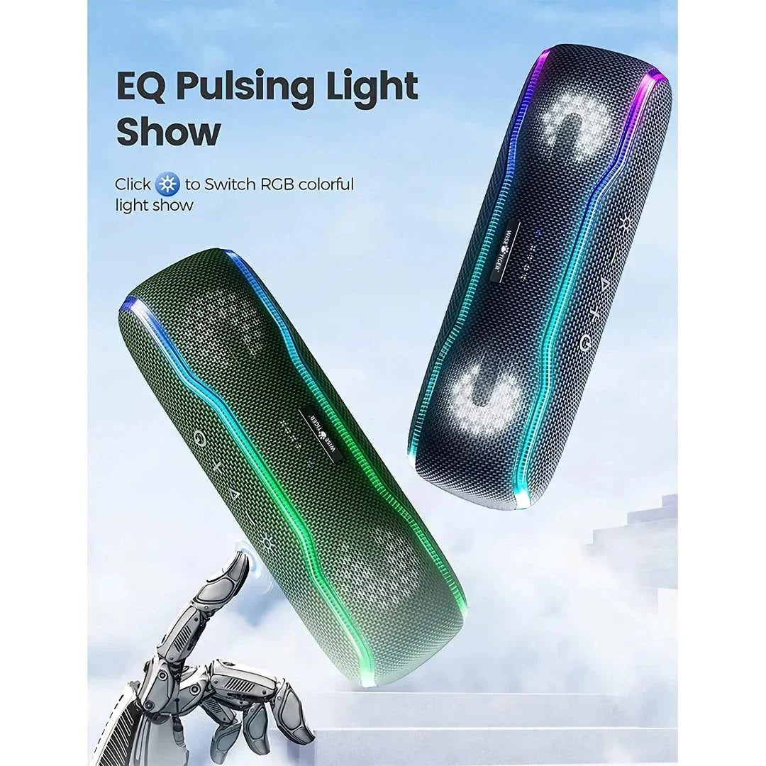 Outdoor Bluetooth Speaker with 25W Stereo Sound, Colour-Changing Lights, and Waterproof Design