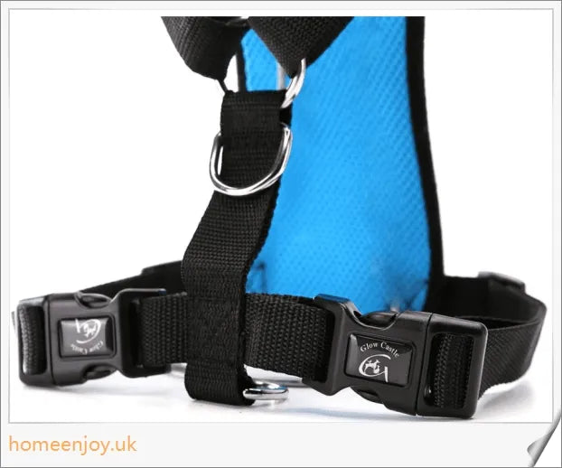 Durable dog safety harness and car seat belt set in 3 colours and 4 sizes for optimal comfort and fit