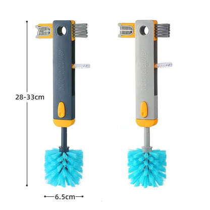 Trendha 4-in-1 Bottle Gap Cleaner Brush with U-shaped silicone scrubber, angled corner brush, and twisted wire gap brush for comprehensive cup and bottle cleaning