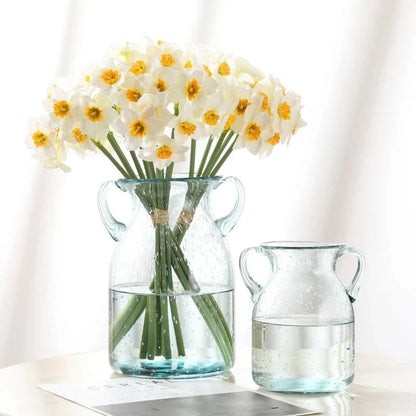 Elegant 6-Piece Artificial Narcissus Flower Bouquet - Lifelike silk narcissus flowers for hassle-free home and event decor