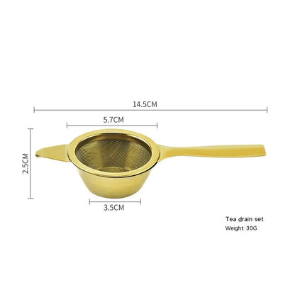 Stainless steel tea infusers with gold-tone finish in a modern, minimalist design