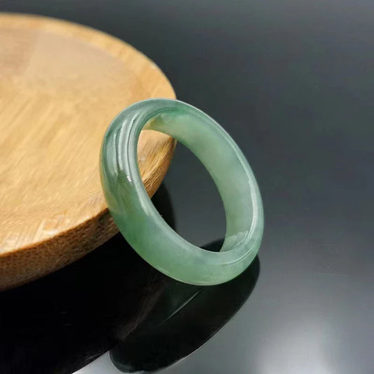 Elegant and minimalist natural jade ring with a smooth, waxy texture and a range of inner diameters for a comfortable fit