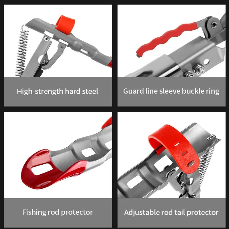 Premium stainless steel sea fishing rod holder with automatic lifter feature for securing and raising fishing rods