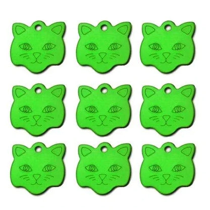 Customisable cat ID tags made from premium aluminium in a variety of vibrant colours