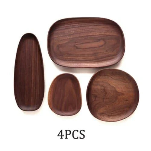 Elegant wooden dining plates with a minimalist, laconic design and natural wood grain