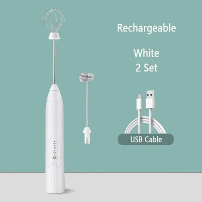 Premium handheld electric milk frother with high-speed rotation, rechargeable power, and ergonomic design for creating silky-smooth, café-quality froth.