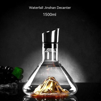 Premium crystal wine decanter with innovative 'waterfall' design for enhanced aeration and flavour release
