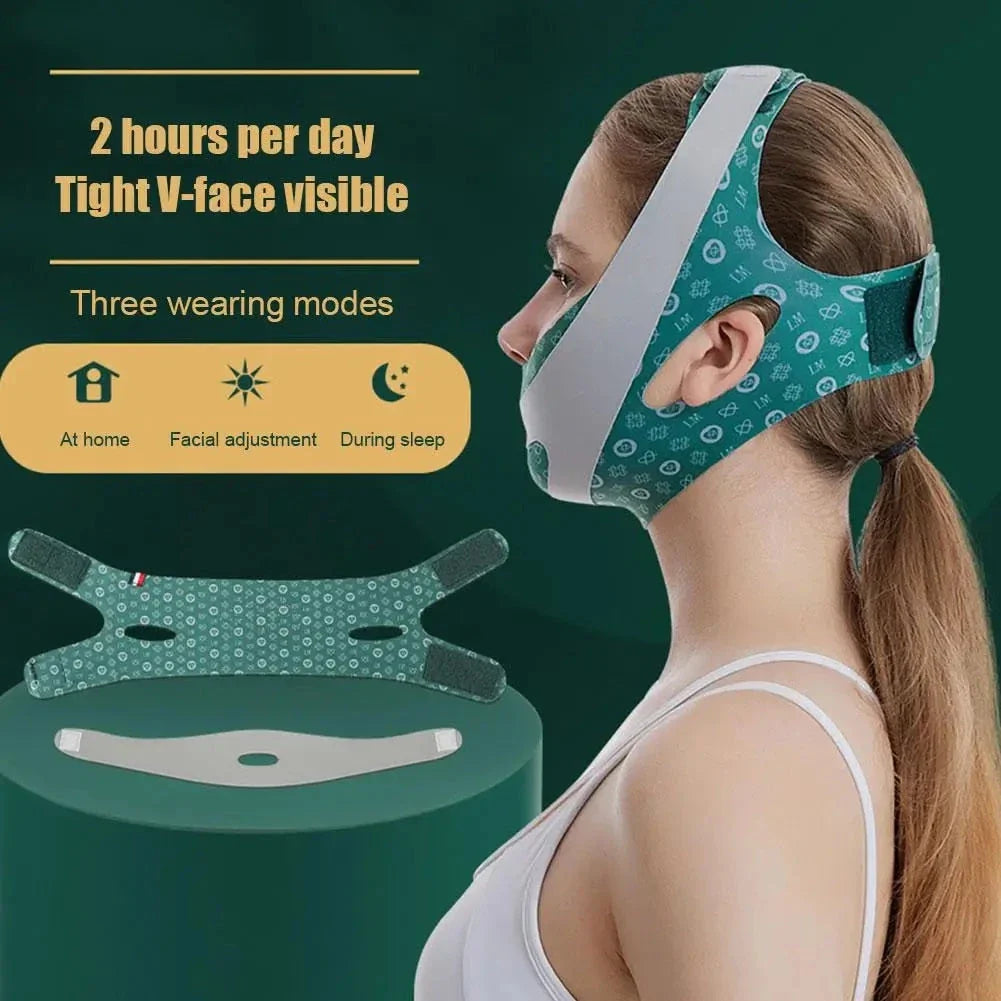 Adjustable face lifting and contouring sleep mask to reduce double chin and enhance facial definition