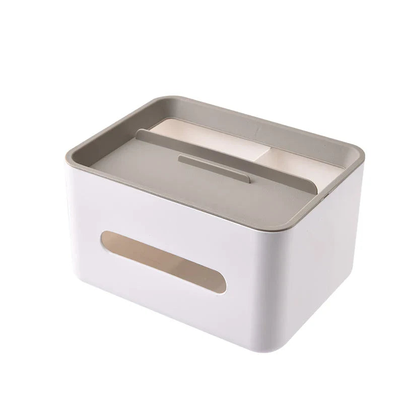 Elegant Tissue Holder and Desk Organiser - a multifunctional product that combines a tissue box with storage compartments for a tidy and stylish workspace or living area