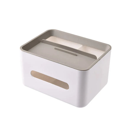 Elegant Tissue Holder and Desk Organiser - a multifunctional product that combines a tissue box with storage compartments for a tidy and stylish workspace or living area