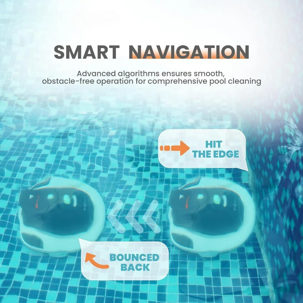 Cordless robotic pool vacuum cleaner with dual-drive motors and independent brushes for effortless debris removal